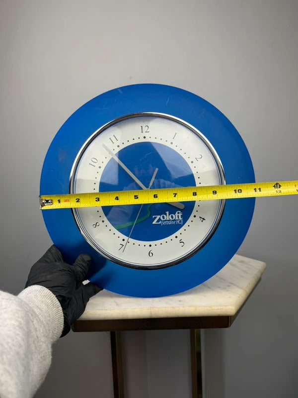 Vintage Zoloft Pharmaceutical Advertising Wall Clock Blue Quartz