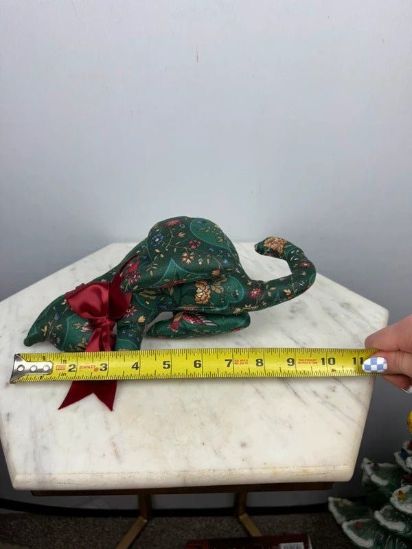 Vintage Floral Fabric Stuffed Anteater Animal Red Bow Decor