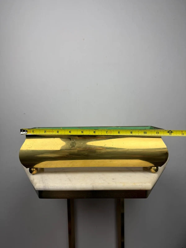 Vintage Brass-Tone Metal Planter Box Hollywood Regency Footed Jardiniere