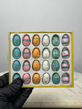 Vintage Set of 24 Mini Wooden Easter Egg Ornaments Hand Painted
