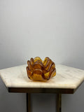 Vintage Amber Glass Nesting Ashtrays Set of 3 MCM Ruffled Petal Dishes