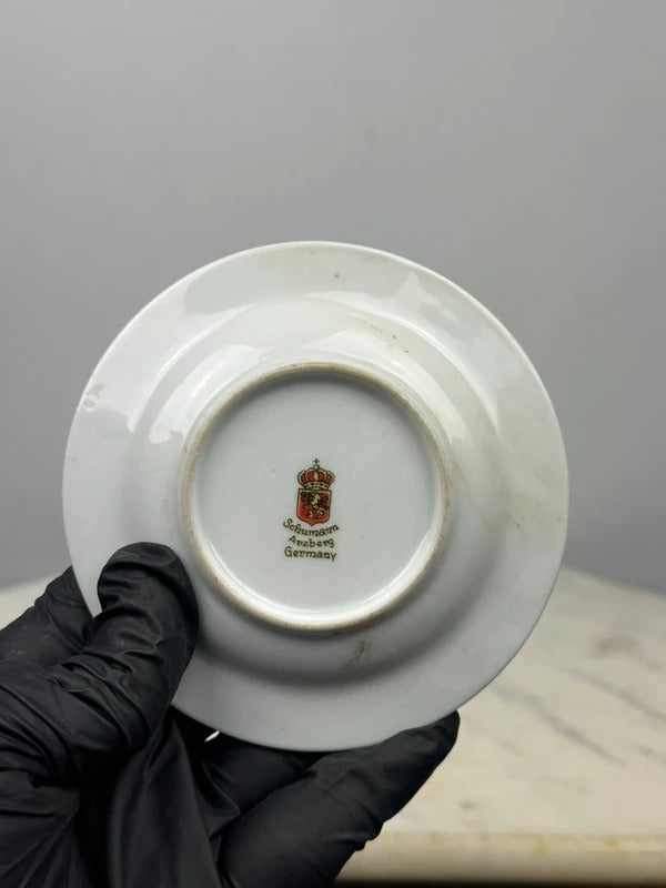 Vintage Schumann Arzberg Germany Porcelain Floral Ashtray Gold Trim