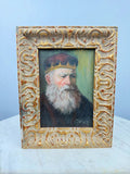 Vintage Signed Bearded Man Portrait Oil Painting Ornate Gilt Frame