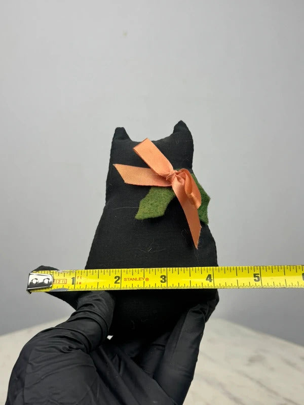Vintage Black Cat Fabric Magnet Halloween Fall Decor