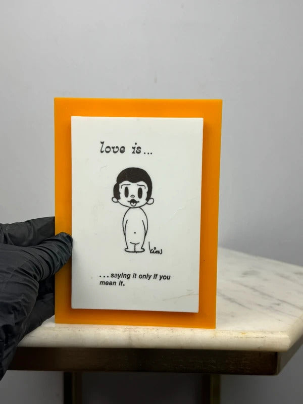 Vintage 1970 Kim Casali Love Is” Orange Wall Table Plaque