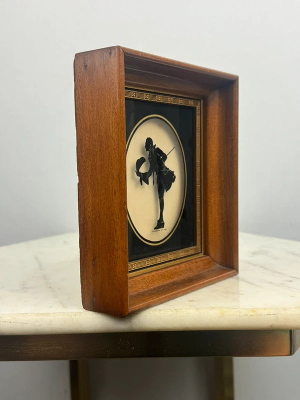 Vintage Pair Framed Victorian Silhouette Portraits Lady & Gentleman Wood Frames
