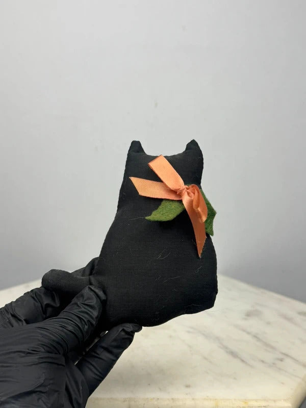 Vintage Black Cat Fabric Magnet Halloween Fall Decor