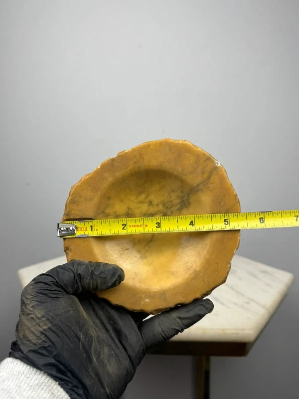 Vintage Yellow Onyx Marble Stone Ashtray MCM Decor
