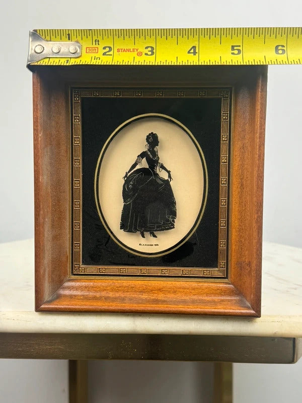 Vintage Pair Framed Victorian Silhouette Portraits Lady & Gentleman Wood Frames