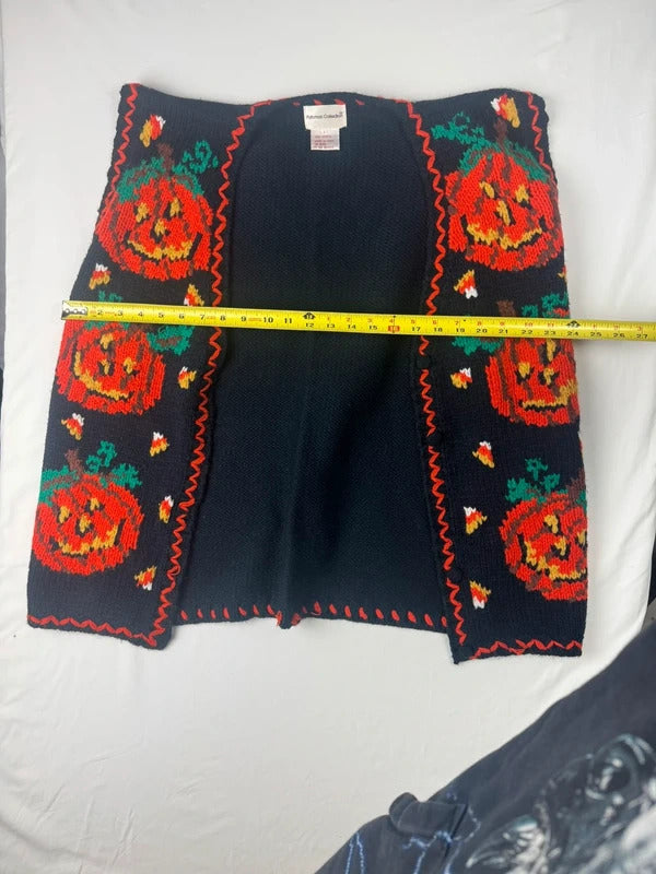 Vintage Potomac Collection Halloween Pumpkin Cardigan Sweater vest Size L
