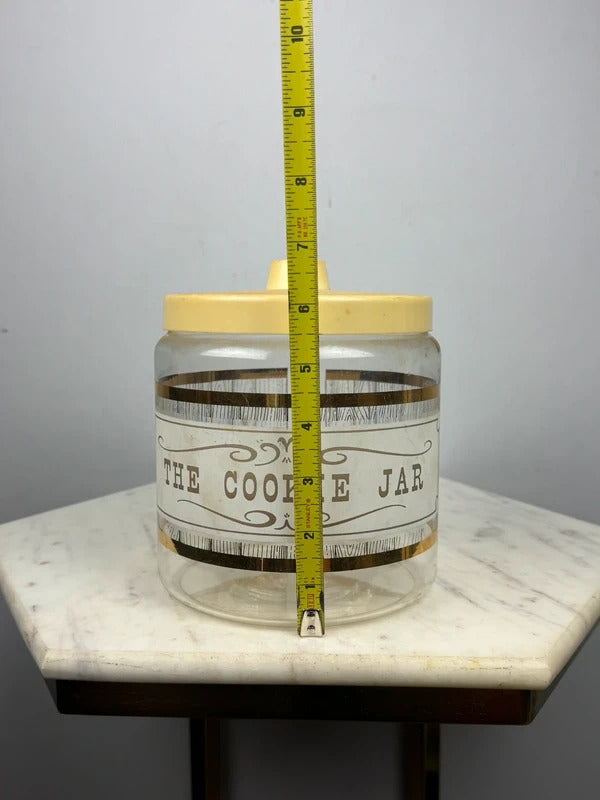 Vintage Glass Cookie Jar Yellow Lid Retro Kitchen Canister