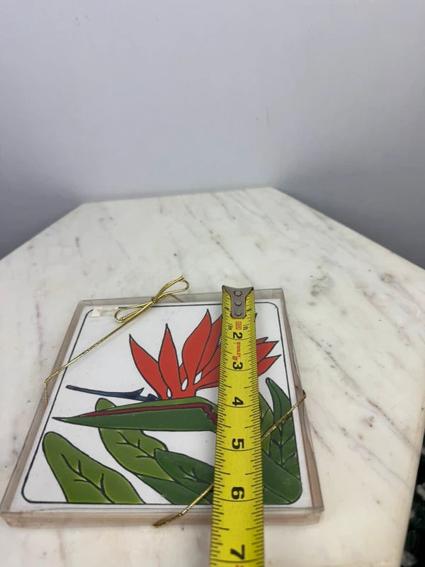 Vintage Pacific Coasters Bird of Paradise Ceramic Tile Trivet Hawaii