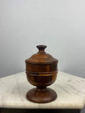 Vintage Wood Marquetry Lidded Compass/Urn Jar Pedestal Base