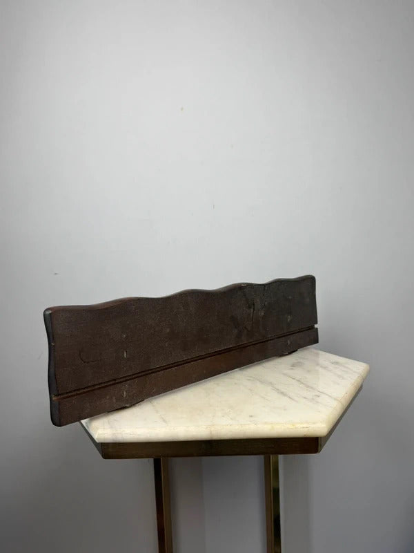 Vintage Dark Wood Wall Shelf Rustic Scalloped Edge Display Shelf