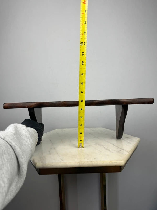 Vintage Dark Wood Wall Shelf Rustic Scalloped Edge Display Shelf