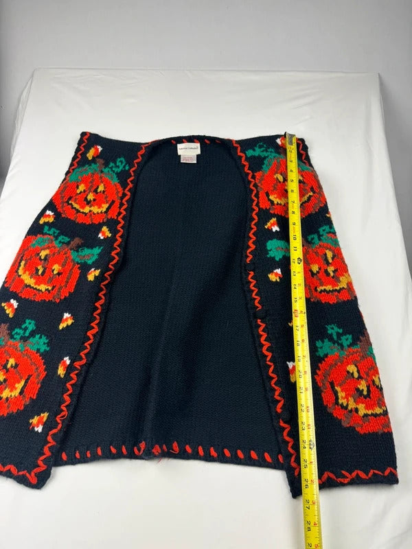 Vintage Potomac Collection Halloween Pumpkin Cardigan Sweater vest Size L