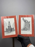 Vintage Philadelphia Landmark Prints Independence Hall Betsy Ross House Set of 2