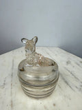 Vintage Clear Glass Scottie Dog Lidded Candy Dish Trinket Jar