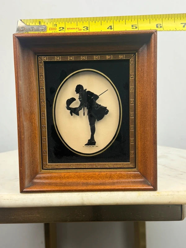 Vintage Pair Framed Victorian Silhouette Portraits Lady & Gentleman Wood Frames