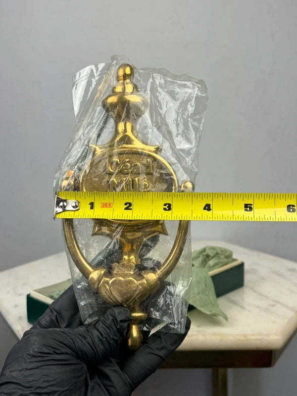 Vintage Irish Céad Míle Fáilte Brass Door Knocker Celtic Ireland Decor