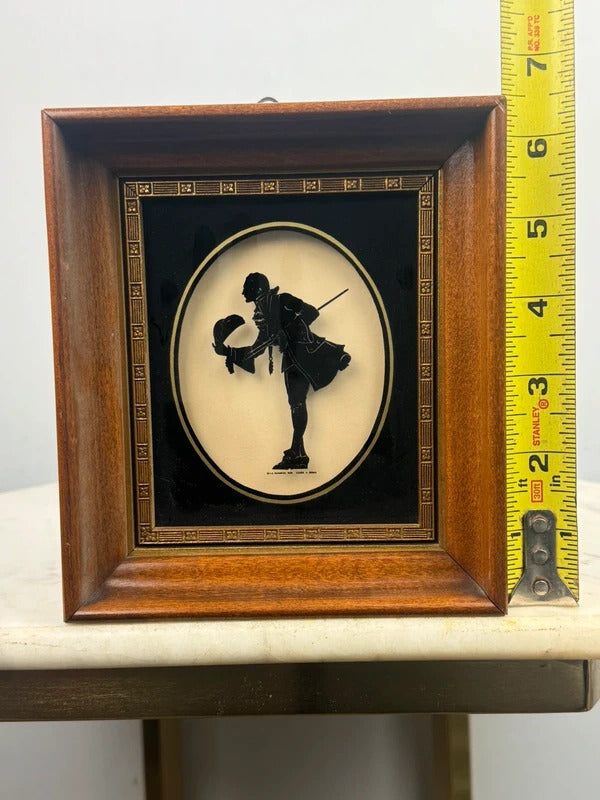Vintage Pair Framed Victorian Silhouette Portraits Lady & Gentleman Wood Frames