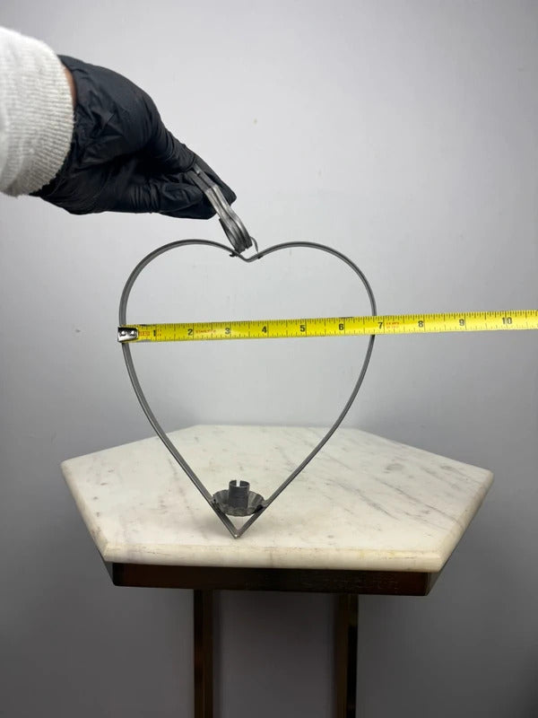 Vintage Metal Heart Shaped Candle Holders Set of 2 Folk Art Wire