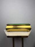 Vintage Brass-Tone Metal Planter Box Hollywood Regency Footed Jardiniere