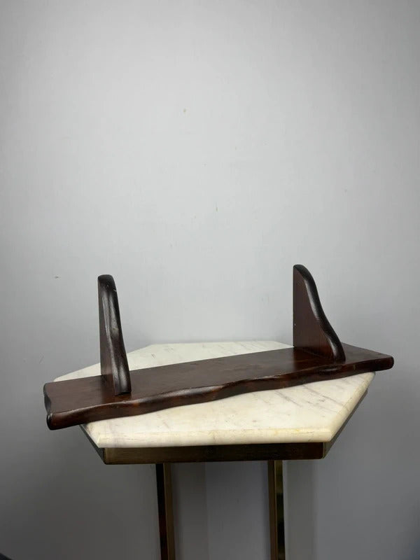 Vintage Dark Wood Wall Shelf Rustic Scalloped Edge Display Shelf