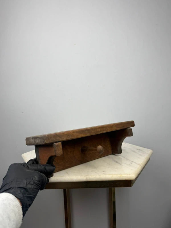 Vintage Wooden Wall Shelf with Peg Hook Rustic Farmhouse Entryway Decor