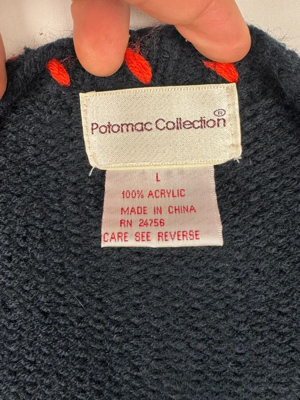 Vintage Potomac Collection Halloween Pumpkin Cardigan Sweater vest Size L