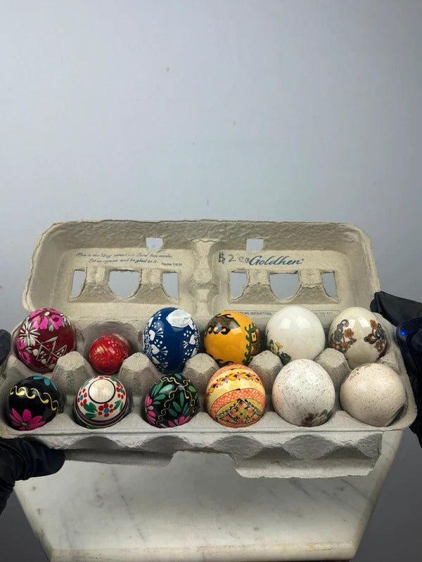 vintage Decorative Egg Lot of 12 Folk Art Easter Eggs