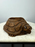 Vintage Handmade Ceramic Turtle Planter Folk Art Pottery