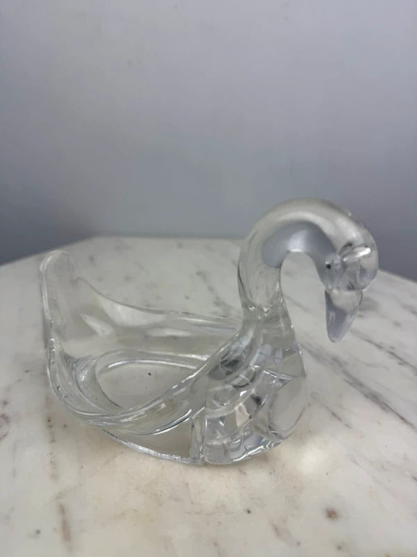 Vintage Clear Swan lucite Trinket Dish