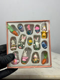 Vintage 1990s Easter Mini Wooden Ornaments Bunny Egg Carrot Set