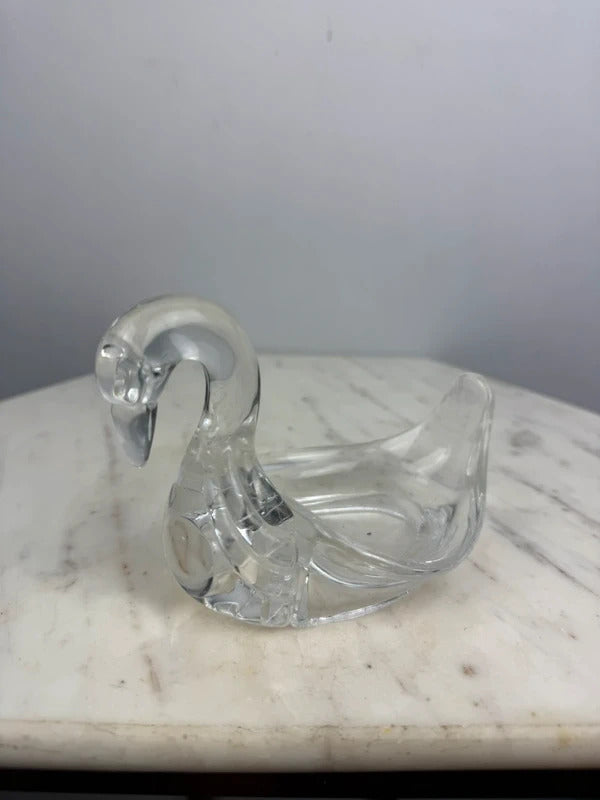 Vintage Clear Swan lucite Trinket Dish