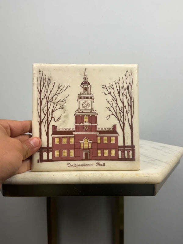 Vintage Independence Hall Philly Tile / Trivet - 6 inch