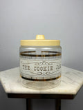 Vintage Glass Cookie Jar Yellow Lid Retro Kitchen Canister