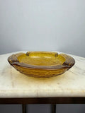 Vintage Amber Glass Ashtray Textured Mid Century Modern
